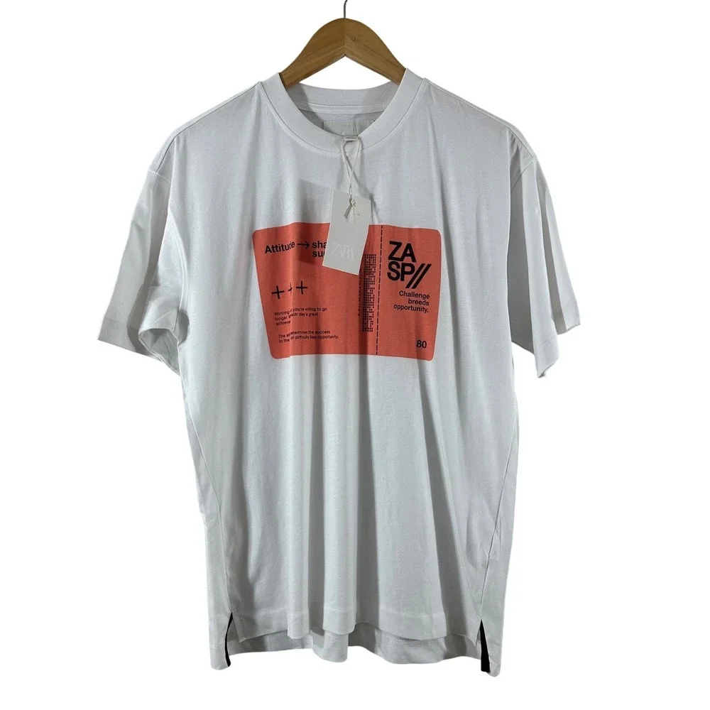Zara Boy's‎ Tee White 100% Cotton Graphic Motivation Quotes Attitude Size 13/14